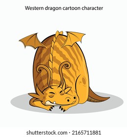 Western dragon icons funny cartoon character sketch