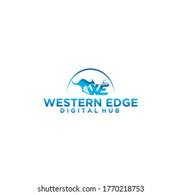 Western edge digital modern logo, initial letter E, illustration kangaroo.