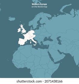Western Europe vector map.
world map by region.