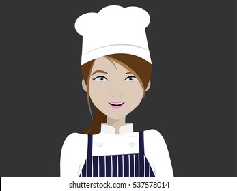 western female chef.vector illustrator