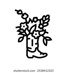 western flower arrangement line icon vector. western flower arrangement sign. isolated contour symbol black illustration