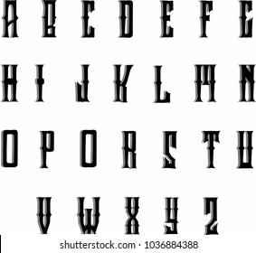 Western font - Decorative vector font  with shadow 