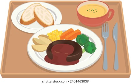 Western food
Hamburger set on a white plate