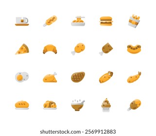 Western Food Icon Theme with Gradient Style. 