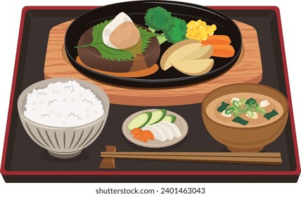 Western food
Japanese-style hamburger set meal served on a steak plate