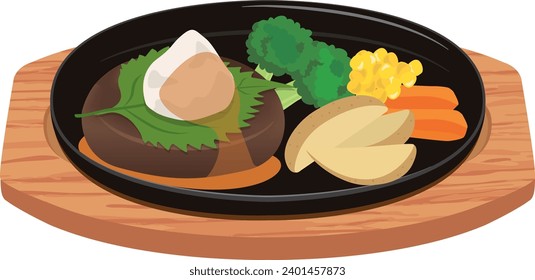 Western food
Japanese-style hamburger steak on a steak plate