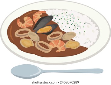 Western food
Seafood curry rice (with spoon)