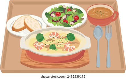 Western food_Gratin (Gratin set) with tray