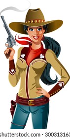 Western Girl With Revolver