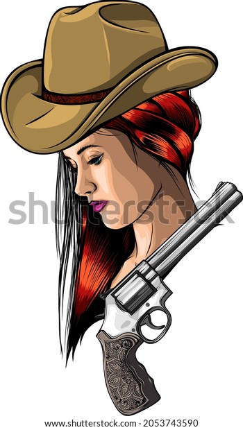 Western Girl Revolver Vector Stock Illustration Stock Vector (Royalty ...