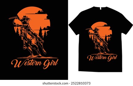 Western girl tshirt design country meninas cavalo equitação 