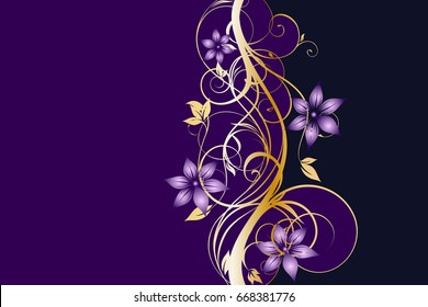 Western Golden And Purple Floral Background Template 