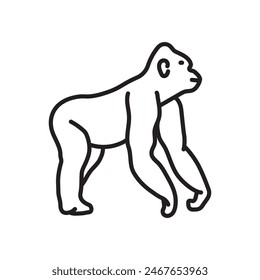 Gorila occidental con contorno aislado Icono, Ilustración vectorial