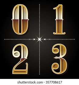 western gradient alphabet letters vintage numbers vector (0,1,2,3)