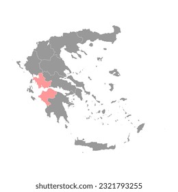 Western Greece region map, administrative region of Greece. Vector illustration.