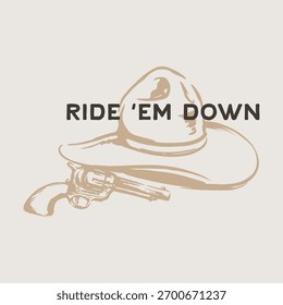 Western Gun und Hut Handzeichnung Western Art