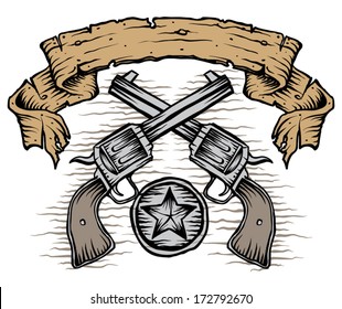 western guns with scroll and star