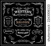 Western hand drawn banners vintage badge vector