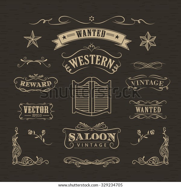 Western hand\
drawn banners vintage badge\
vector