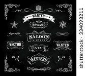 Western hand drawn blackboard banners vintage badge vector
