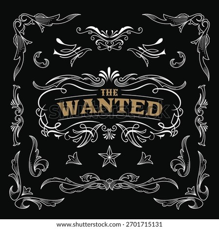 Western Hand Drawn Elements Vintage Frame illustration