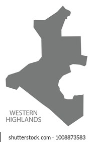 Western Highlands map of Papua New Guinea grey illustration silhouette shape