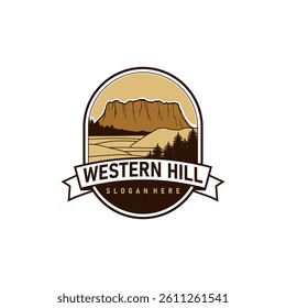 western hill iconic logo design vector art