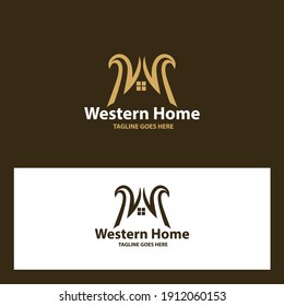 plantilla de diseño del logotipo del hogar occidental. Ilustración del vector