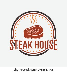 Western Hot Grill Logo Beef Retro Style