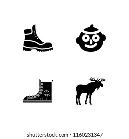 western icon. 4 western set with moose, boots, boot and jew vector icons for web and mobile app