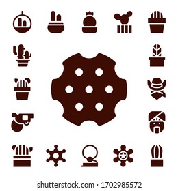 conjunto de iconos occidentales. 17 iconos occidentales rellenos. Incluye los iconos de Cactus, Revolver, Pistol, Cowboy, Indian, Sheriff
