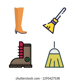 western icon set. vector set about broom, boot and boots icons set.
