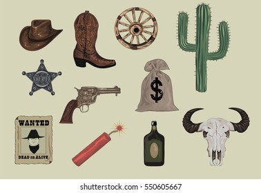 Western Icons  - Wild West Set Icon - High Quality Vectors