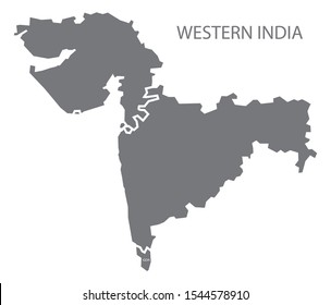 Western India gray region map illustration