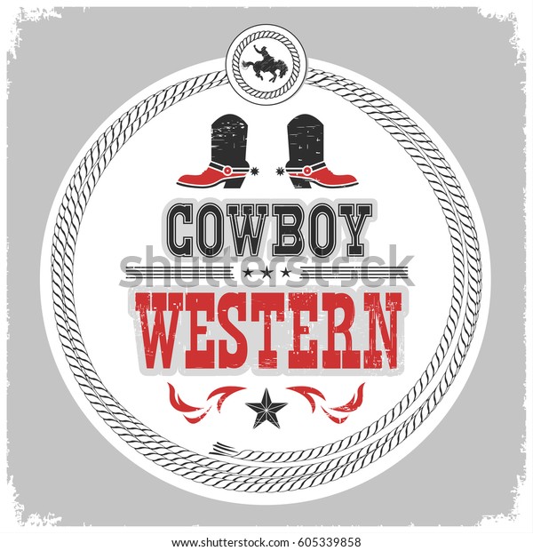 Western Label Cowboy Shoes Wild West Stock Vector (Royalty Free ...