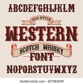 Western label font with decoration design.