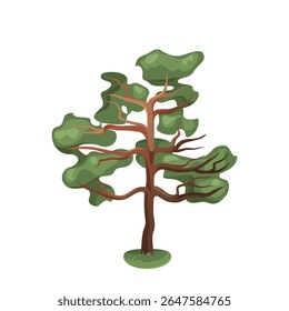 Largueira ocidental ou conífera decídua vetora. Planta de Larix com folhagem, floresta de montanha e vida selvagem orgânica. Clipart de madeira ou parque nacional. Elemento de paisagem montanhosa. Flora e botânica.
