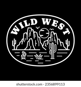 Western line art vector badge. Perfect for t-shirt prints, posters, stickers and more.