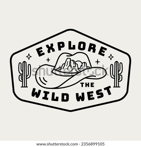 Western line art vector badge. Perfect for t-shirt prints, posters, stickers and more.