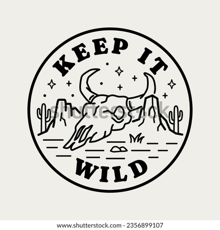 Western line art vector badge. Perfect for t-shirt prints, posters, stickers and more.