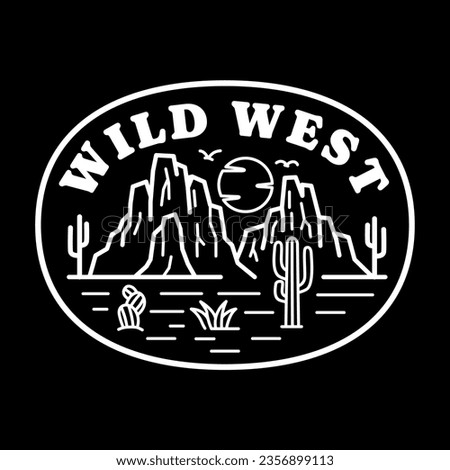 Western line art vector badge. Perfect for t-shirt prints, posters, stickers and more.