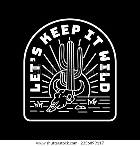 Western line art vector badge. Perfect for t-shirt prints, posters, stickers and more.