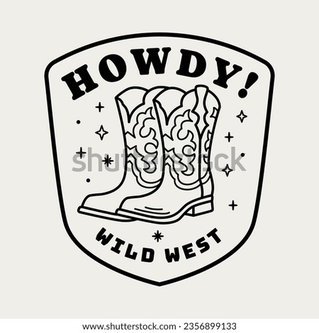 Western line art vector badge. Perfect for t-shirt prints, posters, stickers and more.