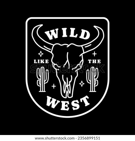 Western line art vector badge. Perfect for t-shirt prints, posters, stickers and more.