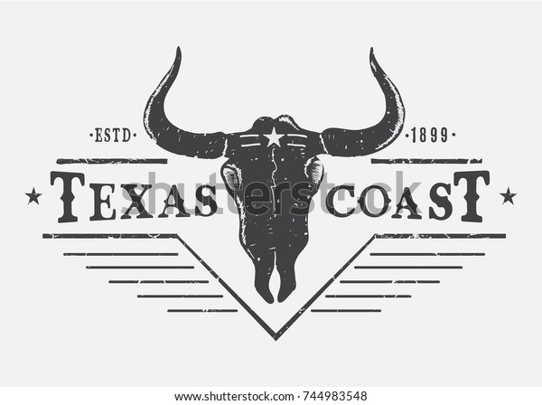 Western logo with bull skull.Typography prints\
vector design for t-shirt or other\
wear