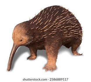 Western long beaked echidna, Zaglossus bruijnii, vector illustration on white background