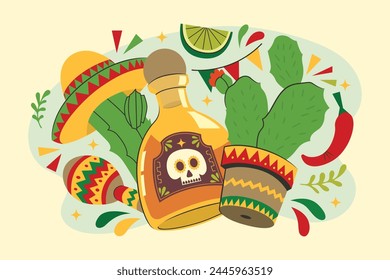 Western Mexican Cinco de Mayo celebration illustration