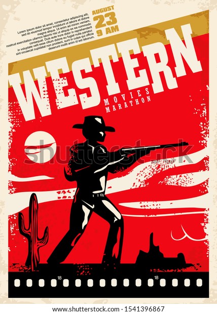 Western Movies Marathon Retro Poster Design Stock Vector Royalty Free 1541396867