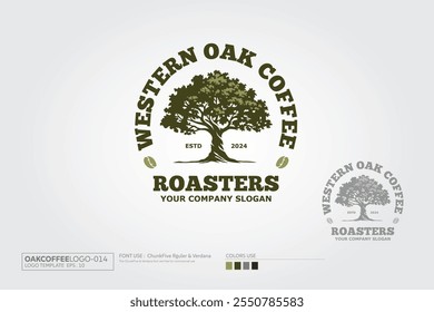 Western Oak Coffee Logo is highly suitable for coffee related businesses such as: coffee shop, brasserie, roaster retailer, vending machine, e cafe shop, etc.