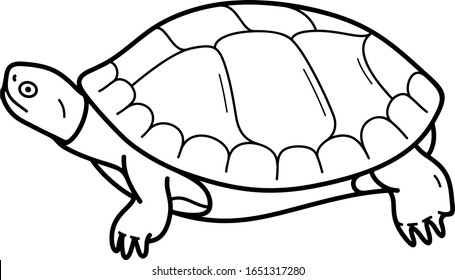 Western painted turtle. Colorado State  symbol. Vector outline icon.